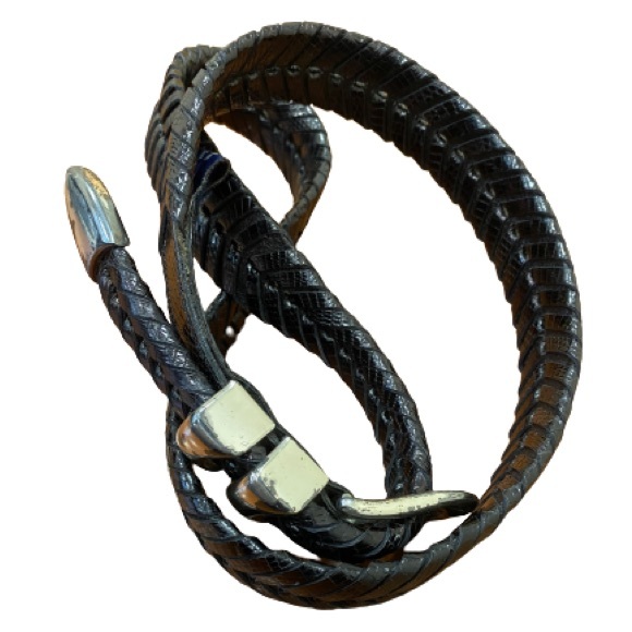 MEZLAN "AO2794" Black All-Over Genuine Lizard Belt - Picture 7 of 8